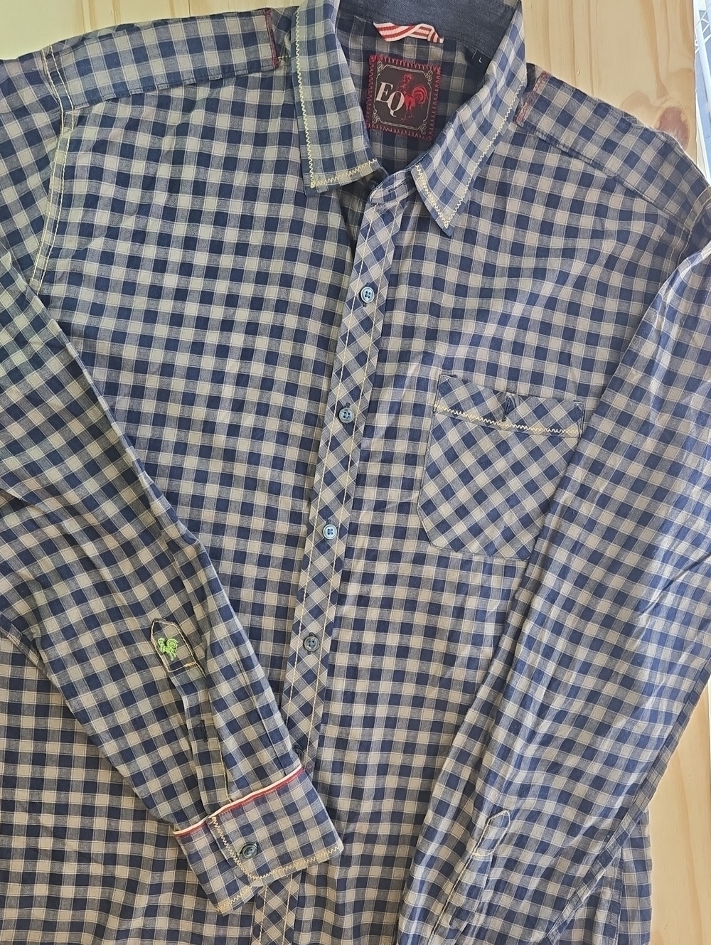 EQ Rooster Blue Checked Long-Sleeve Men’s Shirt